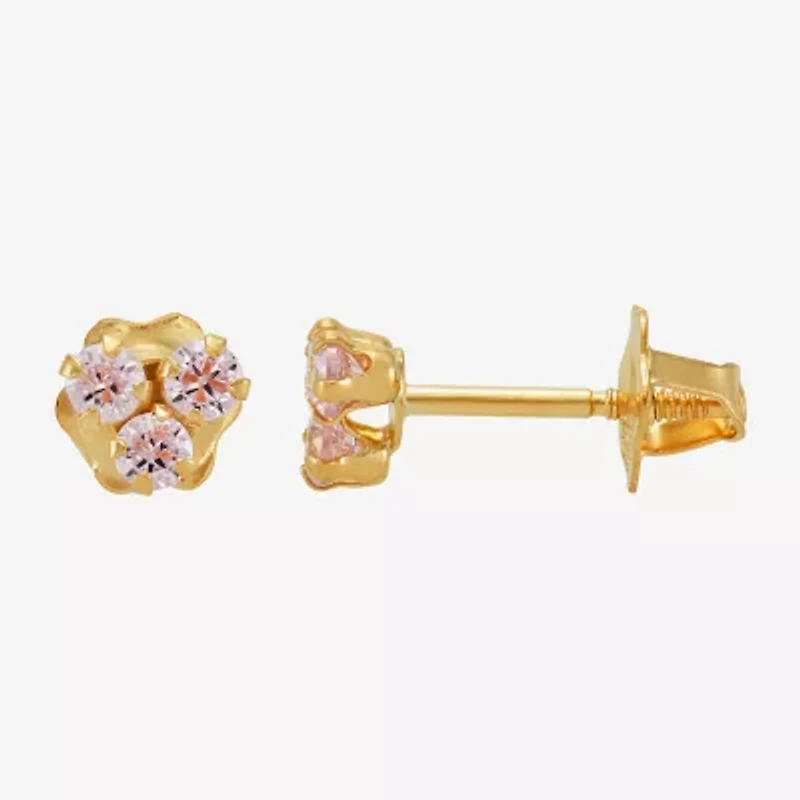 Limited Quantities! Pink Cubic Zirconia 14K Gold 4.2mm Stud Earrings