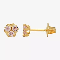 Limited Quantities! Pink Cubic Zirconia 14K Gold 4.2mm Stud Earrings