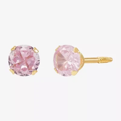 Limited Quantities! Cubic Zirconia 14K Gold 4mm Round Stud Earrings