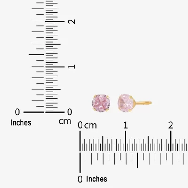 Limited Quantities! Cubic Zirconia 14K Gold 4mm Round Stud Earrings