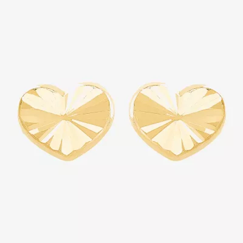 Limited Quantities! 14K Gold 6mm Heart Stud Earrings