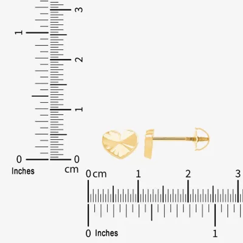 Limited Quantities! 14K Gold 6mm Heart Stud Earrings