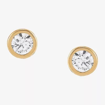 Limited Quantities! White Cubic Zirconia 14K Gold 4.6mm Round Stud Earrings