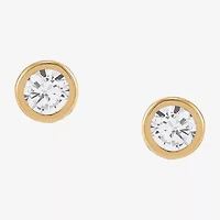 Limited Quantities! White Cubic Zirconia 14K Gold 4.6mm Round Stud Earrings