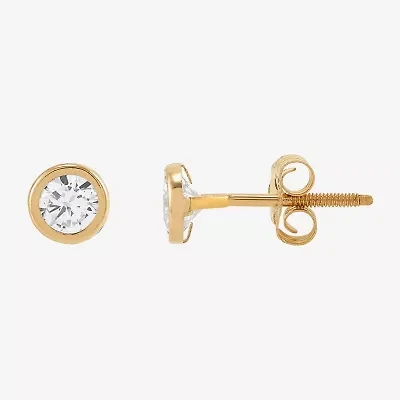 Limited Quantities! White Cubic Zirconia 14K Gold 4.6mm Round Stud Earrings