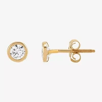 Limited Quantities! White Cubic Zirconia 14K Gold 4.6mm Round Stud Earrings
