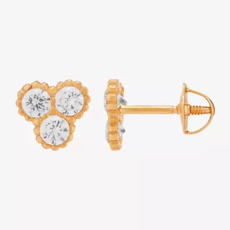 Limited Quantities! White Cubic Zirconia 14K Gold 5.3mm Stud Earrings