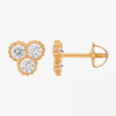 Limited Quantities! White Cubic Zirconia 14K Gold 5.3mm Stud Earrings