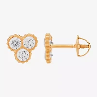 Limited Quantities! White Cubic Zirconia 14K Gold 5.3mm Stud Earrings