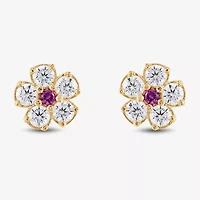 Limited Quantities! White Cubic Zirconia 14K Gold 5.4mm Flower Stud Earrings