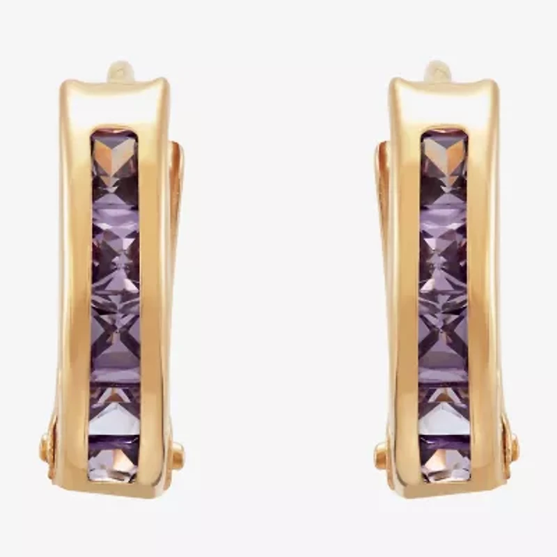Limited Quantities! Girls Purple Cubic Zirconia 14K Gold 9.5mm Hoop Earrings