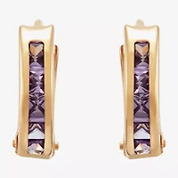 Limited Quantities! Girls Purple Cubic Zirconia 14K Gold 9.5mm Hoop Earrings