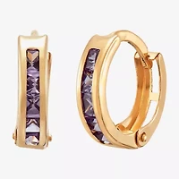 Limited Quantities! Girls Purple Cubic Zirconia 14K Gold 9.5mm Hoop Earrings