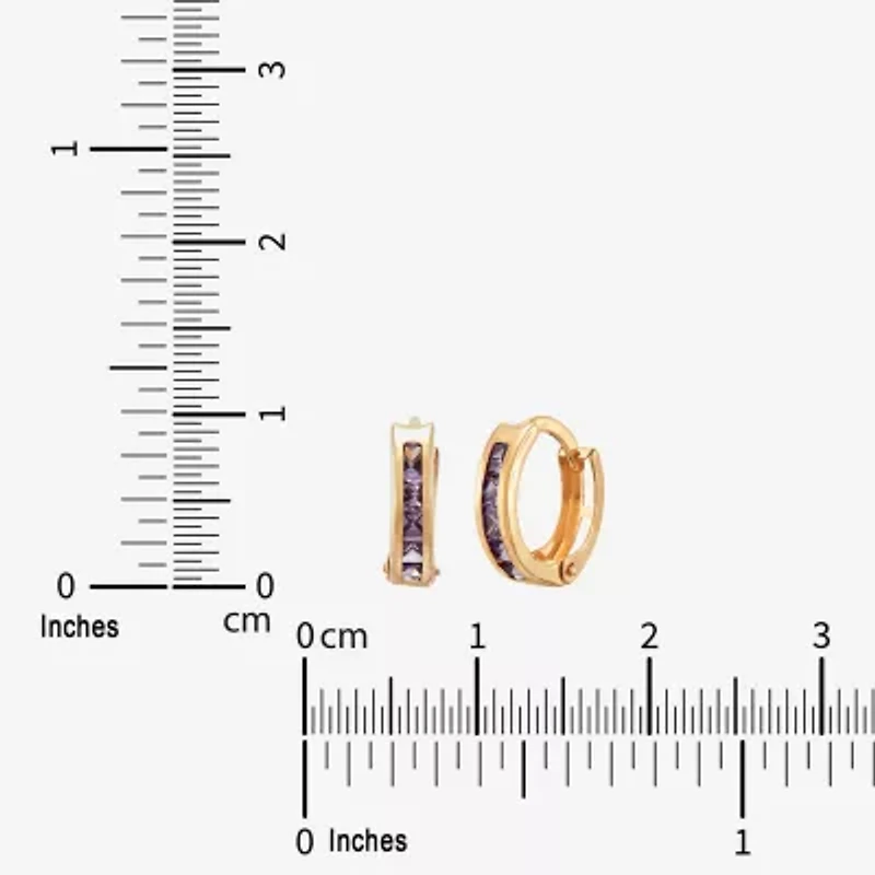 Limited Quantities! Girls Purple Cubic Zirconia 14K Gold 9.5mm Hoop Earrings