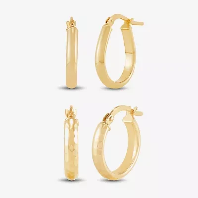 Limited Quantities! Womens 10K Gold 2 Pair Earring Set