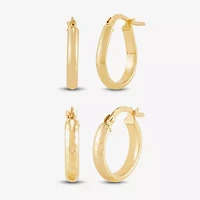 Limited Quantities! Womens 10K Gold 2 Pair Earring Set
