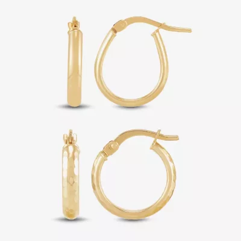 Limited Quantities! Womens 10K Gold 2 Pair Earring Set