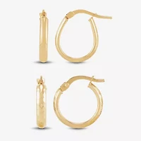 Limited Quantities! Womens 10K Gold 2 Pair Earring Set
