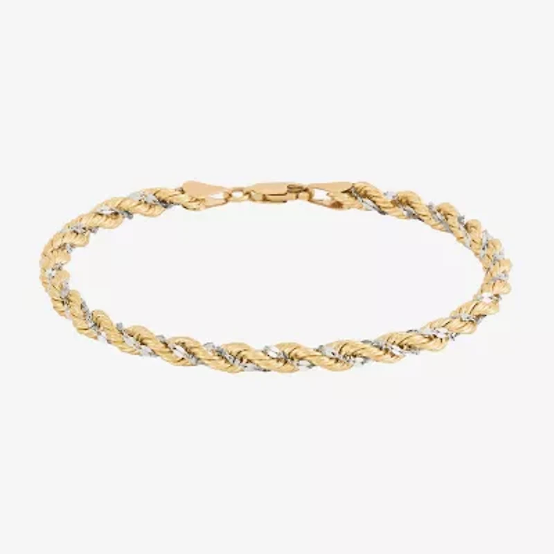 Limited Quantities! Womens 10K Gold 7.5 Inch Hollow Rope Chain Bracelet