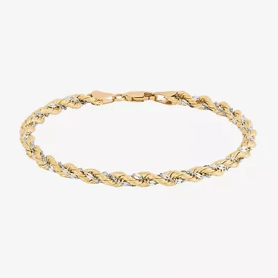 Limited Quantities! Womens 10K Gold 7.5 Inch Hollow Rope Chain Bracelet
