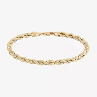 Limited Quantities! Womens 10K Gold 7.5 Inch Hollow Rope Chain Bracelet