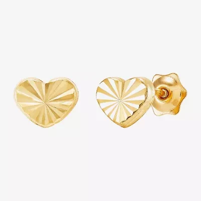 Limited Quantities! 10K Gold 6mm Heart Stud Earrings