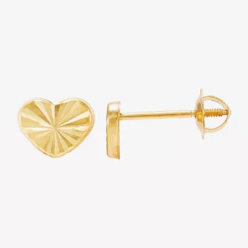 Limited Quantities! 10K Gold 6mm Heart Stud Earrings