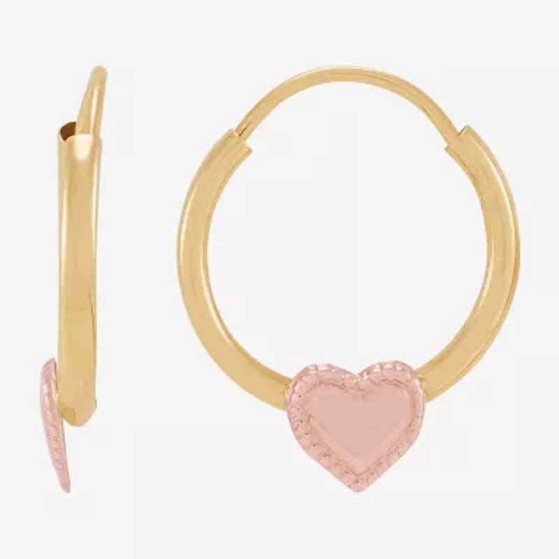 Limited Quantities! Girls 14K Gold 13.7mm Heart Hoop Earrings