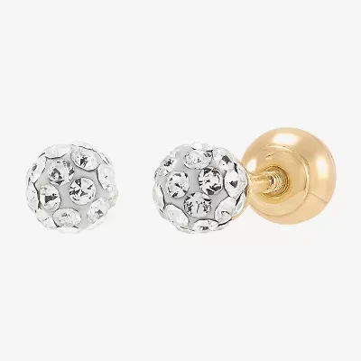 Limited Quantities! White Crystal 14K Gold 3.8mm Ball Stud Earrings