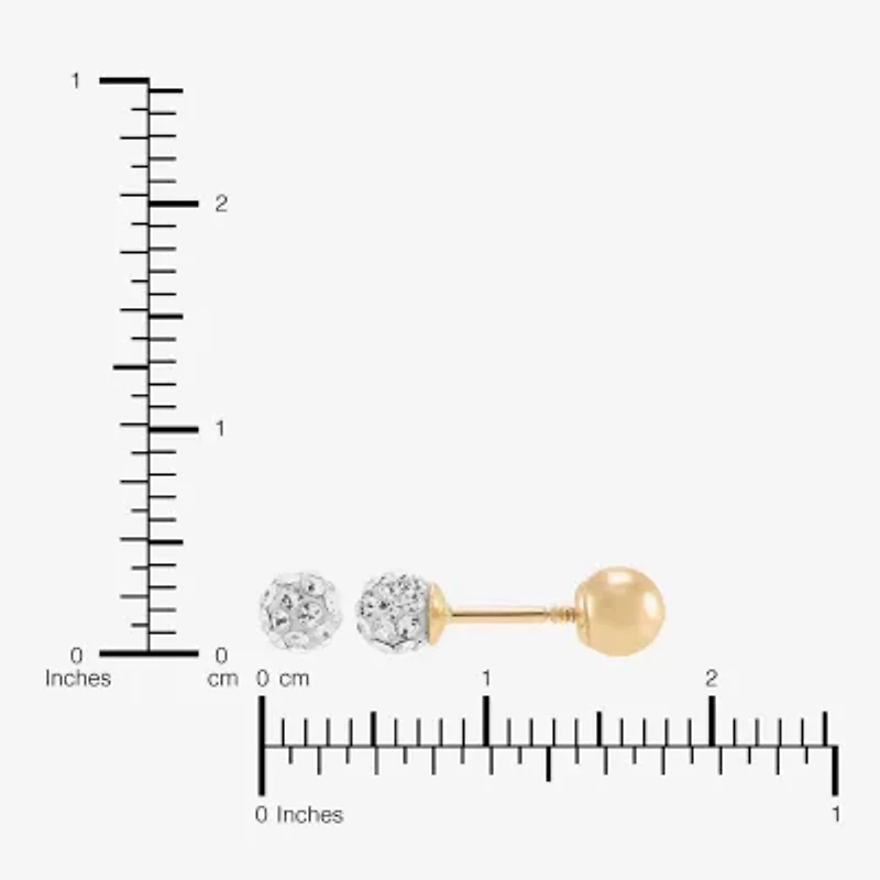 Limited Quantities! White Crystal 14K Gold 3.8mm Ball Stud Earrings