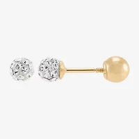 Limited Quantities! White Crystal 14K Gold 3.8mm Ball Stud Earrings