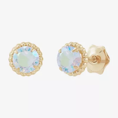 Limited Quantities! White Cubic Zirconia 14K Gold 6mm Stud Earrings
