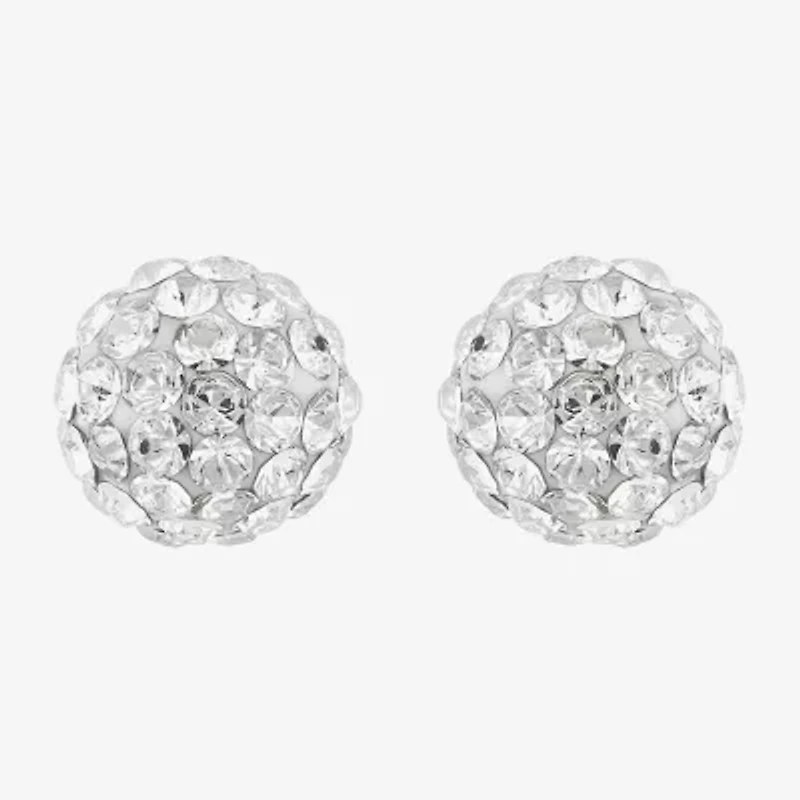 Limited Quantities! White Crystal 14K Gold 6.8mm Ball Stud Earrings