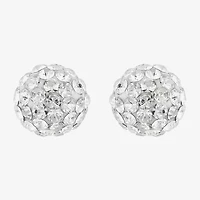 Limited Quantities! White Crystal 14K Gold 6.8mm Ball Stud Earrings