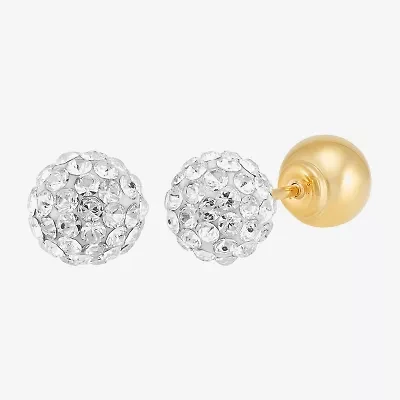 Limited Quantities! White Crystal 14K Gold 6.8mm Ball Stud Earrings