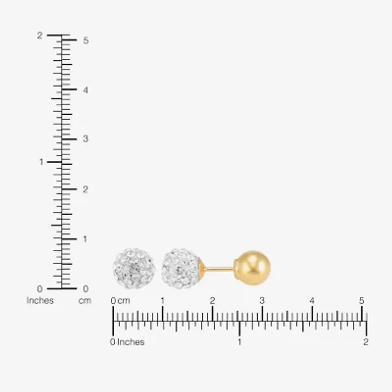 Limited Quantities! White Crystal 14K Gold 6.8mm Ball Stud Earrings