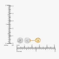 Limited Quantities! White Crystal 14K Gold 6.8mm Ball Stud Earrings