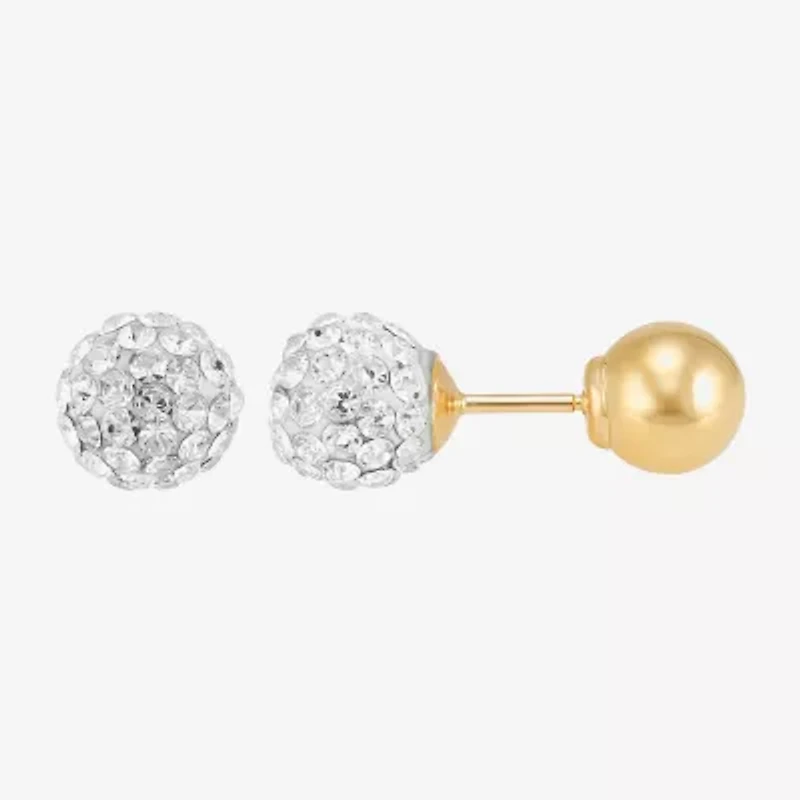 Limited Quantities! White Crystal 14K Gold 6.8mm Ball Stud Earrings