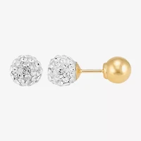 Limited Quantities! White Crystal 14K Gold 6.8mm Ball Stud Earrings