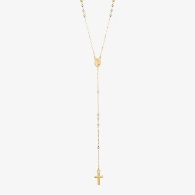 Cross Womens 10K Gold 22 Inch Rosary Necklace