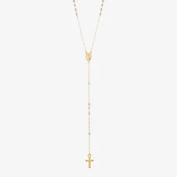 Cross Womens 10K Gold 22 Inch Rosary Necklace