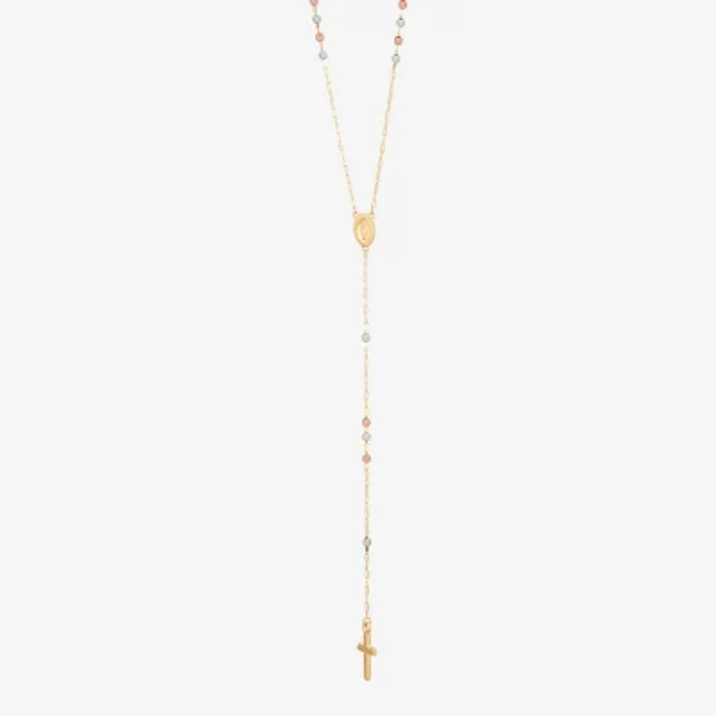 Cross Womens 10K Gold 22 Inch Rosary Necklace