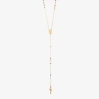 Cross Womens 10K Gold 22 Inch Rosary Necklace