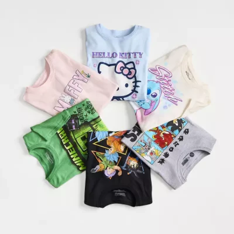 Little & Big Kid Boys Crew Neck Short Sleeve Regular Fit Minecraft Graphic T-Shirt