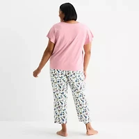 Liz Claiborne Womens V-Neck Short Sleeve 2-pc. Pajama Sets