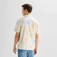 mutual weave Mens Short Sleeve Camp Shirt