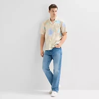 mutual weave Mens Short Sleeve Camp Shirt