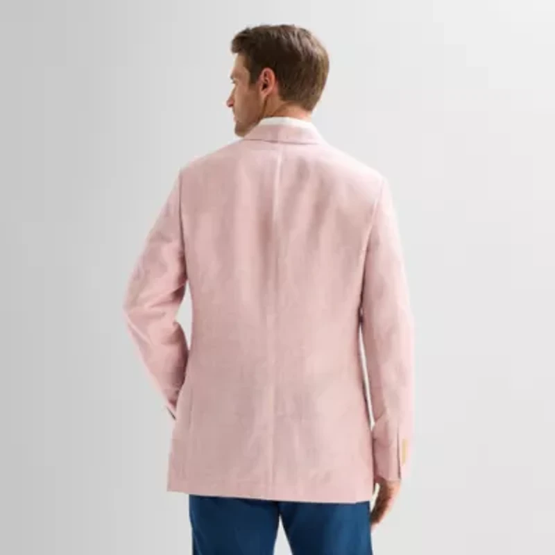 Stafford Linen Cotton Blend Mens Plaid Classic Fit Linen Sport Coat