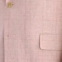 Stafford Linen Cotton Blend Mens Plaid Classic Fit Linen Sport Coat