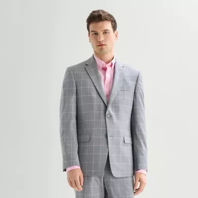 Van Heusen Mens Modern Fit Windowpane Suit Jacket